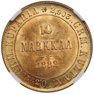 Finland (Russia) 10 Markkaa 1882 S - Alexander III (1881-1894) - NGC MS 63
