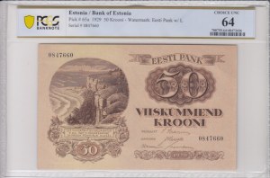 Estonia 50 Krooni 1929 - PCGS 64 CHOICE UNC