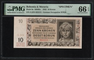 Bohemia & Moravia 10 Korun 1942 - PMG 66 EPQ Gem Uncirculated