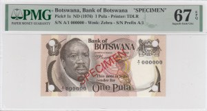 Botswana 1 Pula 1976 - Specimen - PMG 67 EPQ Superb Gem Unc