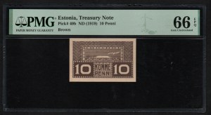 Estonia 10 Penni 1919 - PMG 66 EPQ Gem Uncirculated
