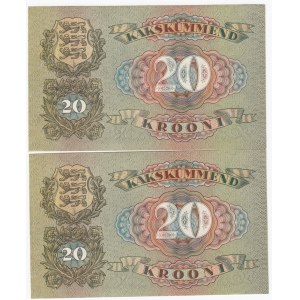 Estonia 20 Krooni 1932 - Consecutive numbers (2)