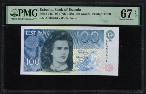 Estonia 100 Krooni 1991 - PMG 67 EPQ Superb Gem Unc