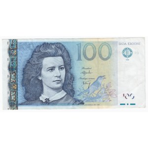 Estonia 100 Krooni 1999 - Printing error: final digit of serial number is prominently bolded.