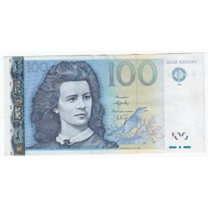 Estonia 100 Krooni 1999 - Printing error: final digit of serial number is prominently bolded.