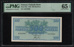 Finland 500 Markkaa 1956 - PMG 65 EPQ Gem Uncirculated