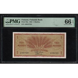 Finland 1 Markka 1963 - PMG 66 EPQ Gem Uncirculated