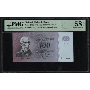 Finland 100 Markkaa 1963 - PMG 58 EPQ Choice About Unc