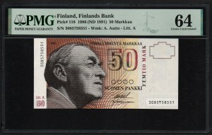 Finland 50 Markkaa 1986 - PMG 64 Choice Uncirculated