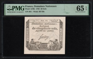 France 50 Sols 1793 - PMG 65 EPQ Gem Uncirculated