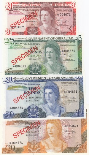 Gibraltar 1-20 Pounds 1975 - Specimens (4)