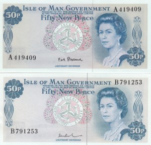 Isle of Man 50 New Pence 1972, 1979 (2)