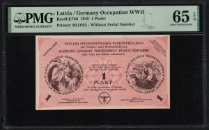 Latvia (Germany Occupation) 1 Punkt 1945 - PMG 65 EPQ Gem Uncirculated