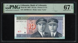 Lithuania 10 Litu 2007 - PMG 67 EPQ Superb Gem Unc