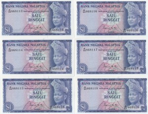 Malaysia 1 Ringgit 1967-72 - Sequential # (6)
