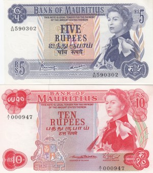 Mauritius 5 & 10 Rupees 1967 (2)