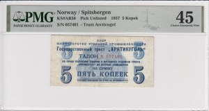Norway (Spitzbergen) 5 Kopecks 1957 - PMG 45 Chioce Extremely Fine.