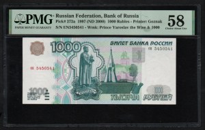 Russia 1000 Roubles 1997 (ND 2000)- PMG 58 Choice About Unc