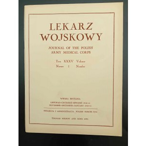 Časopis vojenského lékaře polského armádního zdravotnického sboru Ročník XXXV č. 1 Rok 1942-43