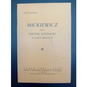 Anna Grefnerowa Mickiewicz jako krytyk literacki w latach szkolnych Rok 1931