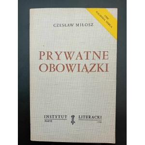 Czesław Miłosz Prywatne obowiązki Wydanie II