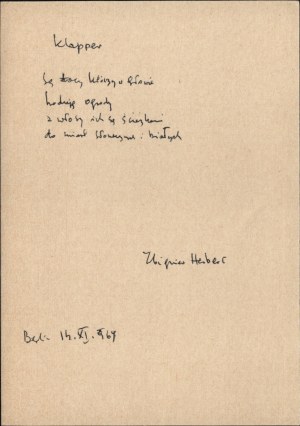 HERBERT Zbigniew - Manuscript of the poem 