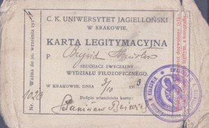 [BUJWID Stanislaw] Identity card of the pospolitego ruszenia. Kraków 29 V 1918