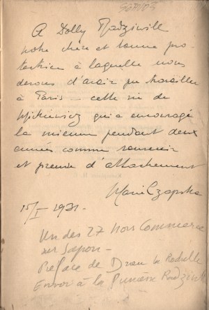 CZAPSKA Maria - La vie de Mickiewicz par [...] Paris 1931 [Life of Mickiewicz, dedication by the author to Dolly Radziwill, piece on Japanese paper].