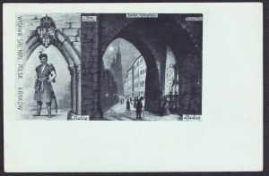 Krakov - Florian Gate. Korespondenční lístek. Wydawn. Sal. Mal. Polsk. Krakov [1898].