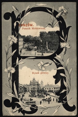 Rzeszow. Mickiewicz Monument. Main Square. M. Dreikurs circulation in Rzeszow. 1907.