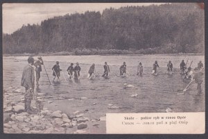 Skole - fishing in the river Opor. Photo Prof. K. Eljasz, Karol Dudra in Skole [1910].