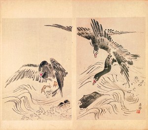 Watanabe Seitei (1851-1918), Czarne łabędzie, Tokio, 1891
