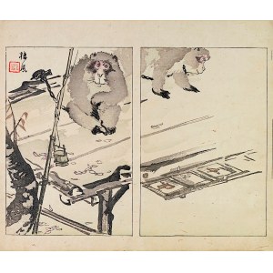 Yamada Kōtarō, Nakamura Busuke, Opice podle Takeuchi Seihō, Kjóto, 1892