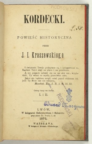 J. I. KRASZEWSKI - Kordecki. 1875.