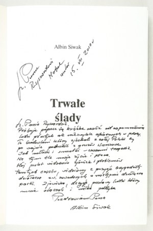 SIWAK A. - Permanent marks. Extensive dedication by the author