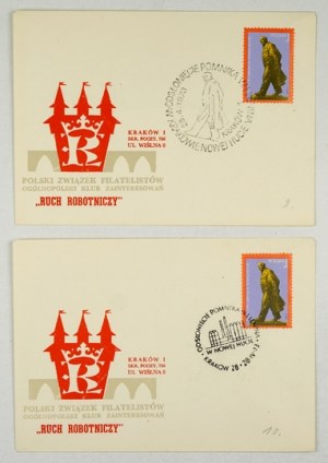 [FDC ENVELOPES]. Two envelopes with first-day-of-circulation stamps issued to commemorate the unveiling of the Len statue in New H...
