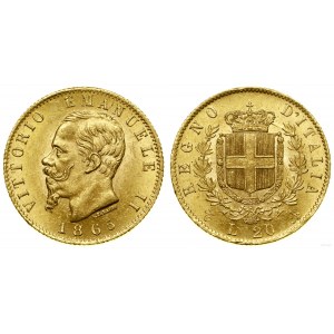 Itálie, 20 lir, 1865 T, Turín