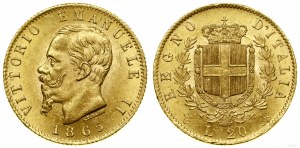 Italy, 20 lira, 1865 T, Turin
