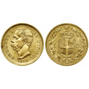 Itálie, 20 lir, 1881 R, Řím