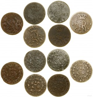 Poland, lot 6 x penny, 1765 g, 1767 G, 1779 EB, 1787 EB, 1789 E, Warsaw and Krakow