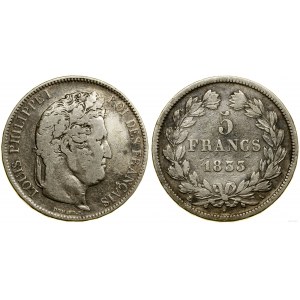 Francja, 5 franków, 1833 A, Paryż