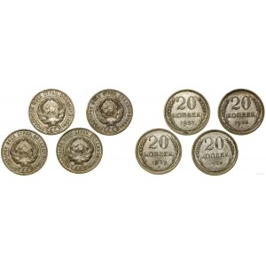 Russia, set: 4 x 20 kopecks, 1925, 1927, 1928, 1929, Leningrad (St. Petersburg)
