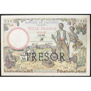 Algeria, French colony (1830-1962), 1.000 Francs 17/06/1942