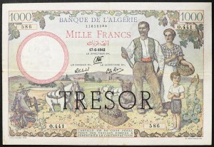 Algeria, French colony (1830-1962), 1.000 Francs 17/06/1942