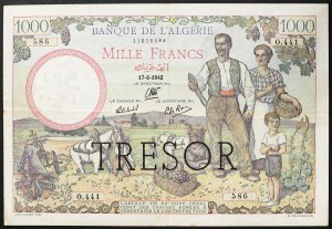 Alžírsko, francouzská kolonie (1830-1962), 1 000 franků 17/06/1942