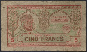 Algerien, französische Kolonie (1830-1962), 5 Francs ca. 1943