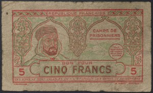 Algeria, French colony (1830-1962), 5 Francs ca. 1943