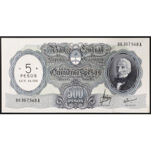 Argentina, Republic (1816-date), 5 Pesos 1969-71