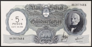Argentina, Repubblica (1816-data), 5 Pesos 1969-71