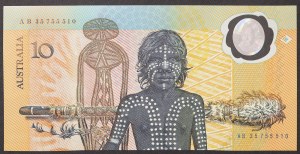 Austrálie, Království, Elizabeth II (1952-2022), 10 dolarů 1988